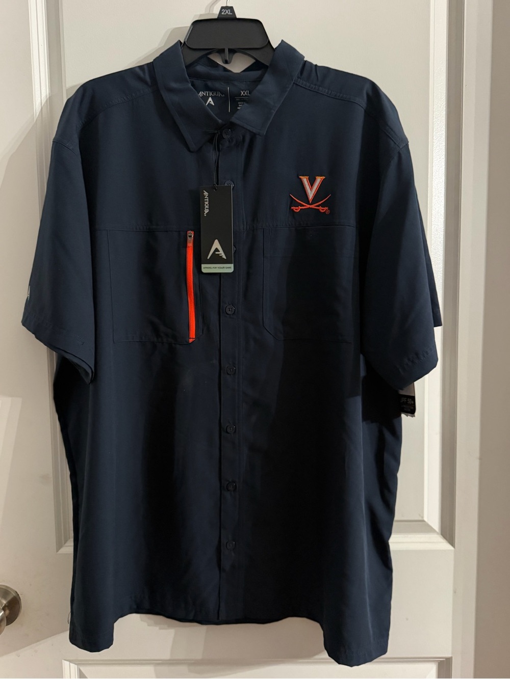 Antigua Men's University Of Virginia UVA Cavaliers Woven Fishing Shirt XXL